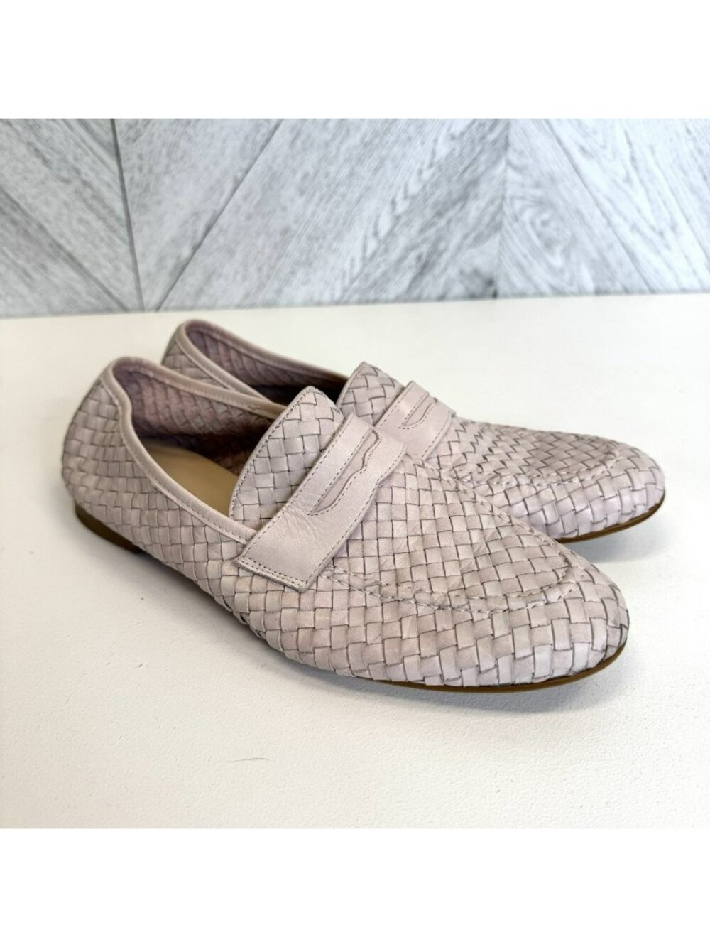 Stefano Gamba Penny Loafers Shoes Pink Basketweave Italy Womens Size 40 US 9